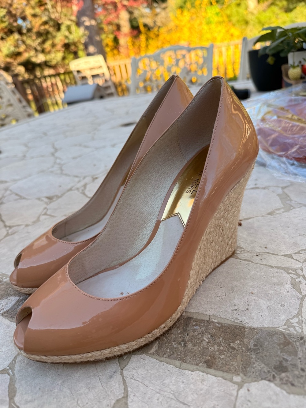 Michael Kors Blush Patent Peep-Toe Heels - Picture 2 of 4